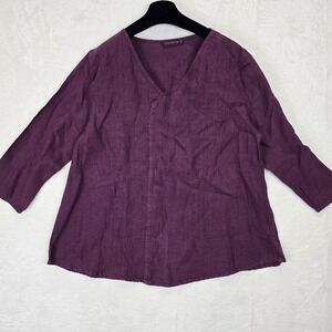 cut loose Plum V-Neck Linen Tunic